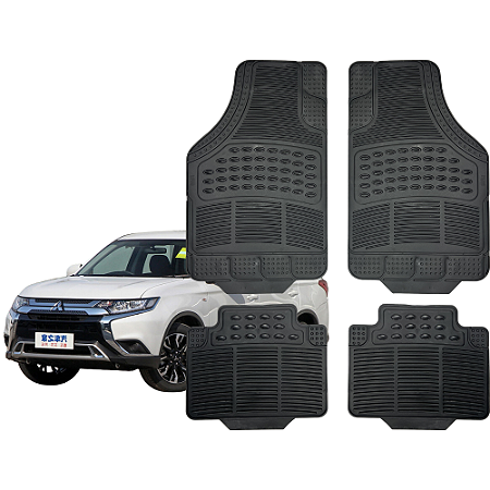 Jogo de Tapete Automotivo Universal 4 Peça Preto PVC Borracha Outlander
