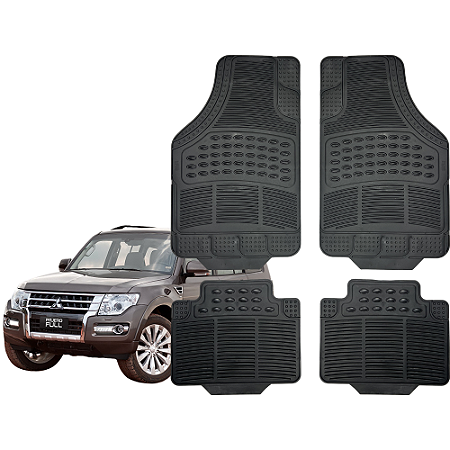 Jogo de Tapete Automotivo Universal 4 Peça Preto Borracha Pajero Full