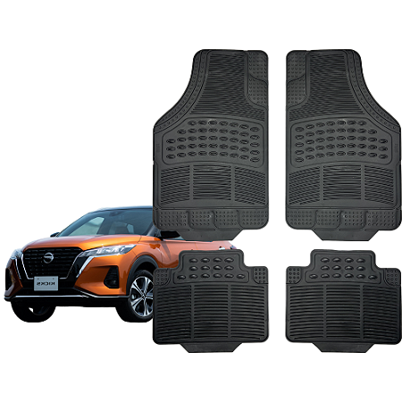 Jogo Tapete Automotivo Universal 4 Peça Preto Borracha PVC SUV Kicks