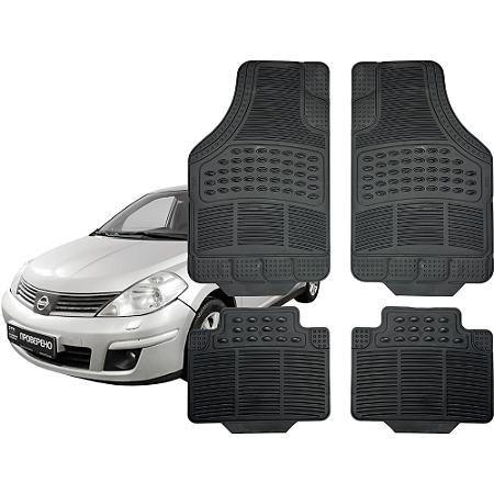 Jogo Tapete Automotivo Universal 4 Peça Preto Borracha PVC Tilda Hatch