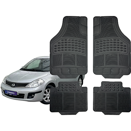 Jogo Tapete Automotivo Universal 4 Peça Preto Borracha PVC Tilda Sedan