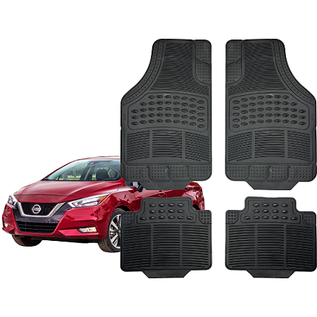 Jogo Tapete Automotivo Universal 4 Peça Preto Borracha PVC Nissan Versa