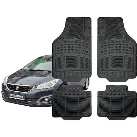 Jogo Tapete Automotivo Universal 4 Peça Preto Borracha PVC Peugeot 408