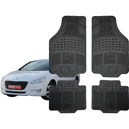 Jogo Tapete Automotivo Universal 4 Peça Preto Borracha PVC Peugeot 508