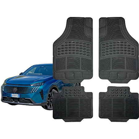 Jogo Tapete Automotivo Universal 4 Peça Preto Borracha PVC Peugeot 3008