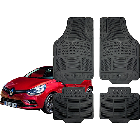 Jogo Tapete Automotivo Universal 4 Peça Preto Borracha PVC Renault Clio