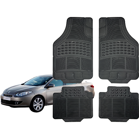 Jogo Tapete Automotivo Universal 4 Peça Preto Borracha Renault Fluence