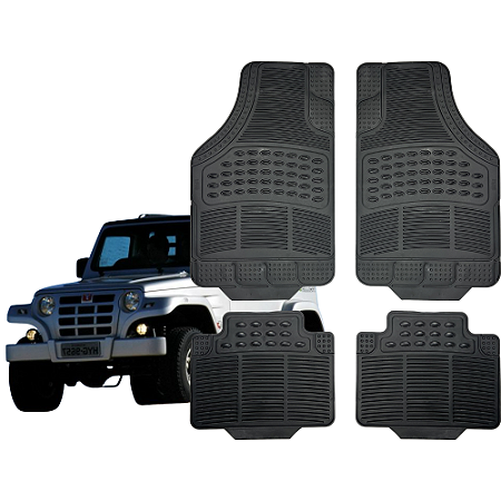 Jogo de Tapete Automotivo Universal 4 Peça Preto Borracha PVC Troller