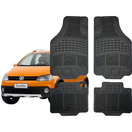 Jogo de Tapete Automotivo Universal 4 Peça Preto Borracha Vw Crossfox
