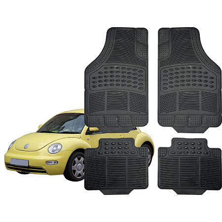 Jogo Tapete Automotivo Universal 4 Peça Preto Borracha Pvc New Beetle