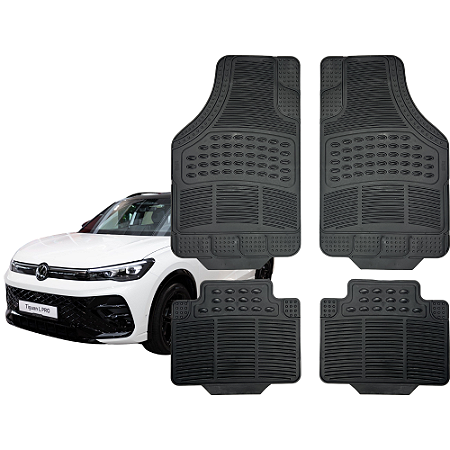 Jogo Tapete Automotivo Universal 4 Peça Preto Borracha Pvc Vw Tiguan