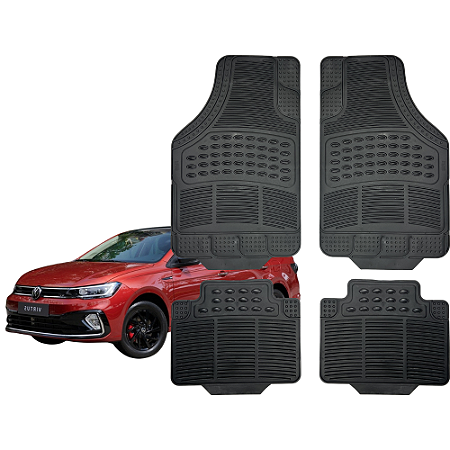 Jogo Tapete Automotivo Universal 4 Peça Preto Borracha Pvc Vw Virtus