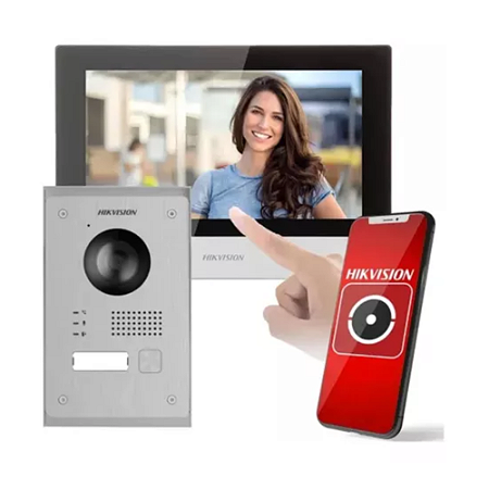 Kit Vídeo Porteiro IP híbrido Kis703y-p Hikvision Bivolt