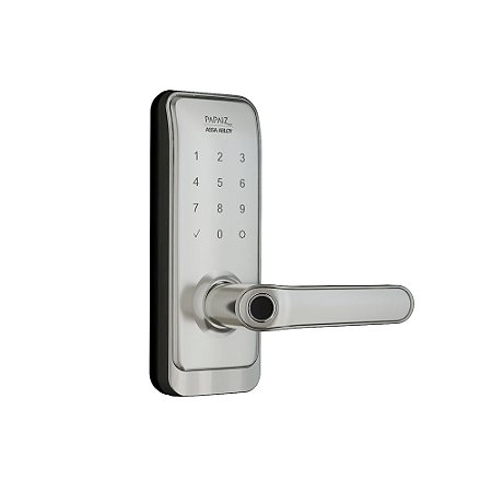 Fechadura Digital Embutir SL205 Prata Papaiz Biometria IP55