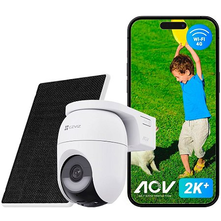 Câmera Ezviz Cb8 Lite 4g 4mp 2k Pan Tilt Painel Solar IP65