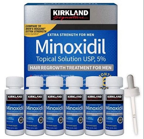 Minoxidil Kirkland - Tratamento de Crescimento Capilar para Homens (6 Unidades)