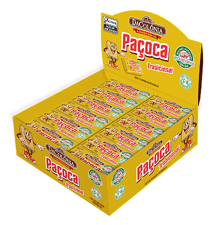 Paçoca Retangular Tradicional Display 432g (Display c/ 24un)