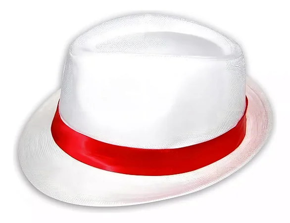 Chapéu Zé Pelintra Malandro Panamá - Branco com fita vermelha
