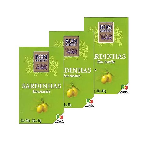 3 sardinhas em azeites Bon Appettit 120g