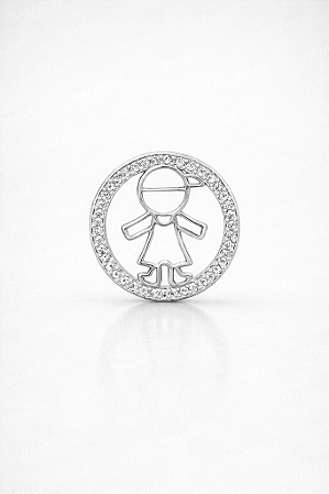 Pingente Menino com Zircônias em Prata 925