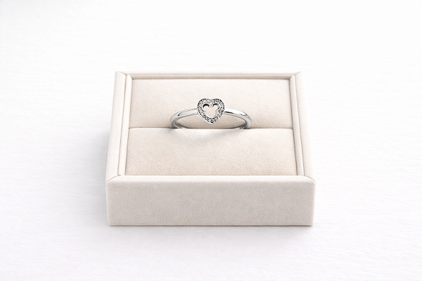 Anel Coração Mickey - Prata e Ródio