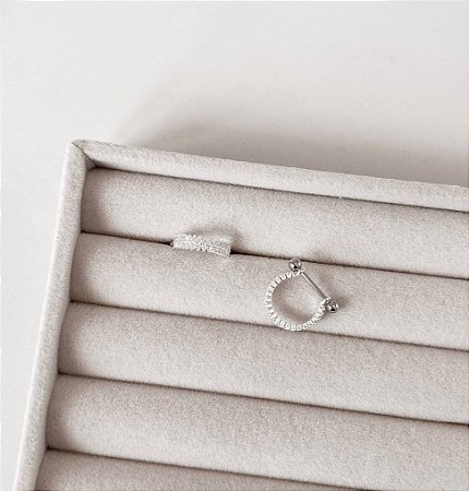 Piercing conch duplo cravejado haste - Haste em aço cirurgico e detalhe em prata