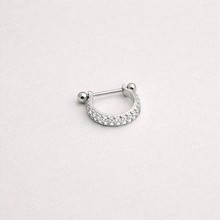 Piercing conch cravejado 14mm haste - Hasete em aço cirurgico e detalhe em prata