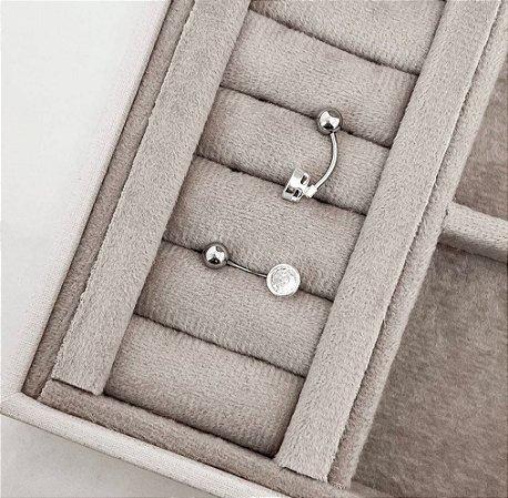 Piercing haste zircônia embutida 6mm umbigo - Haste em aço cirurgico e detalhe em prata