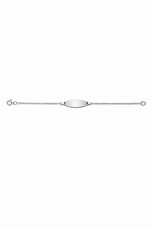 Pulseira Plaquinha Oval Infantil 14cm - Prata 925