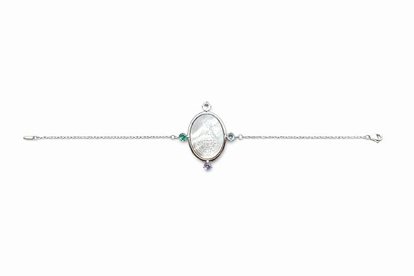 Pulseira Medalha N. Senhora Aparecida Madriperola 21cm - Prata 295 e Ródio