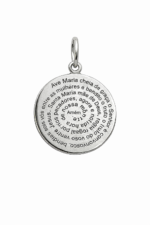 Pingente Medalha Ave Maria - Prata 925