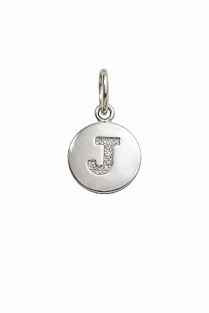Pingente Medalha Letra J Cravejada - Prata 925