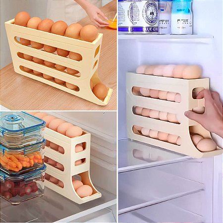 Porta Ovos Dispenser Organizador com 4 Andares