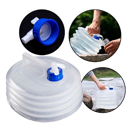 Galão Dobrável com Torneira Regulável de 15 Litros