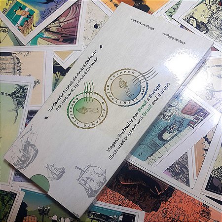 Livro/catálogo de postais destacáveis - O Viajante Ilustrado - versão bilíngue