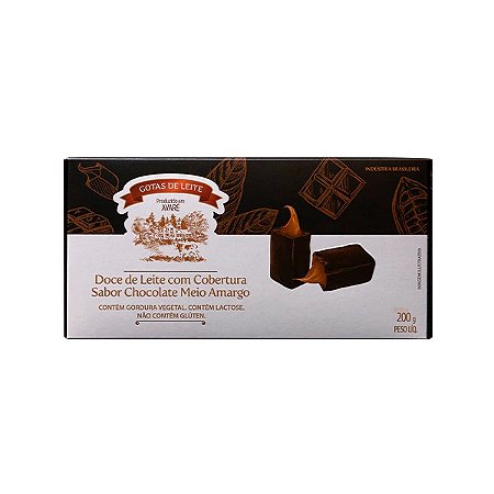 Doce de Leite Diet com Cobertura de Chocolate meio Amargo (200g) Pingo de Leite