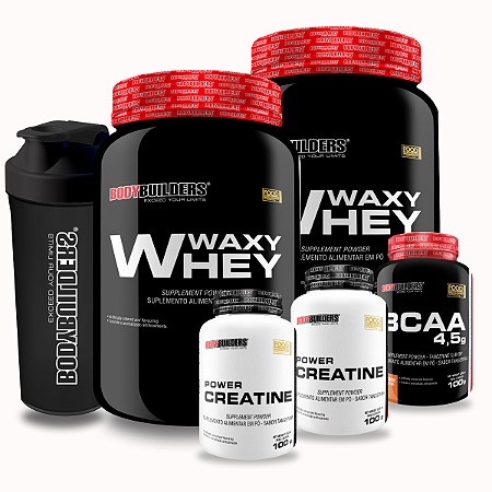 Kit 2x Hipercalórico (900g) + 2x Creatina 100g + BCAA (100g) + Coqueteleira - Bodybuilders