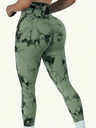 Calça Feminina Tie-Dye s/ Costura Cintura Alta Estiramento Fit