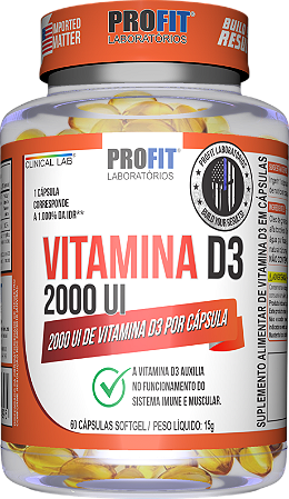Vitamina D3 2000 Ui (60 Cáps.) Profit Labs