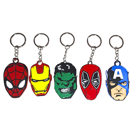 Kit 05 Chaveiros Super Heróis Marvel