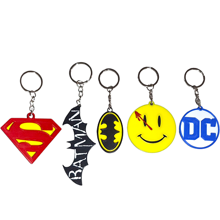 Kit 05 Chaveiros Super Heróis DC Comics