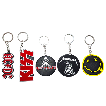 Kit 05 Chaveiros 3D Bandas De Rock-1