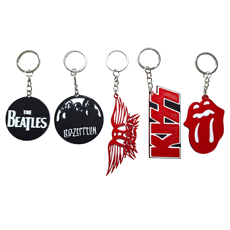 Kit 05 Chaveiros 3D Bandas De Rock-2