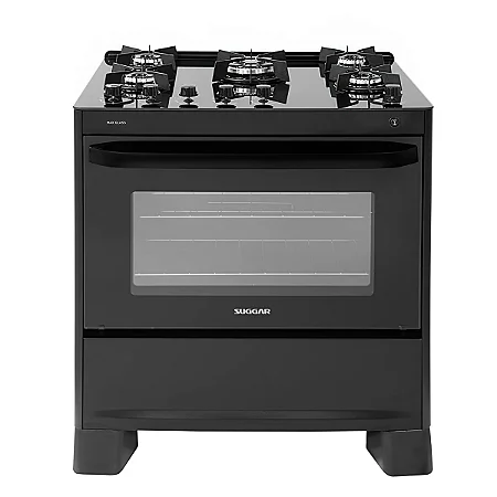 Fogão Suggar Max Glass 5 Bocas Preto Bivolt