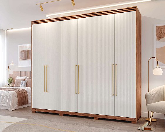 Guarda-Roupa Casal Aurora com espelho interno 100% MDF