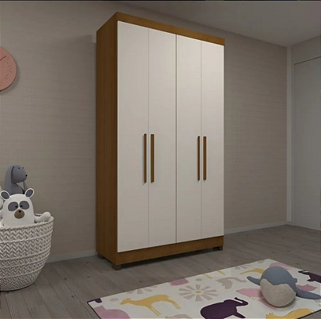 Guarda-Roupa Solteiro Genova Freijó/Areia 4 Portas 2 gavetas