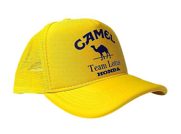 Boné Trucker Aba Curva Vintage Camel Lotus F1 Retro Amarelo