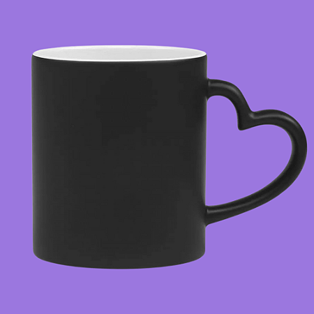 Caneca Mágica Preta com Alça Coração