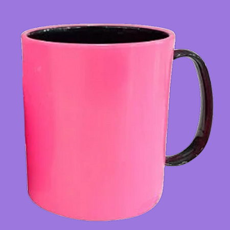 Caneca Polímero (Plástico) Colorida com Alça e Interior Preta