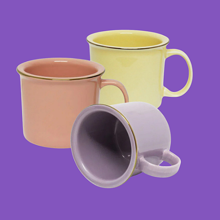 Xícara Biona com Borda Cromada Dourada 230mL